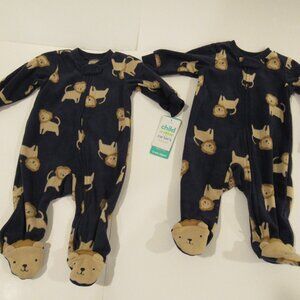 PAIR OF NEW CARTER'S INFANT WINTER BLANKET SLEEPERS SIZE 0-3 MONTHS